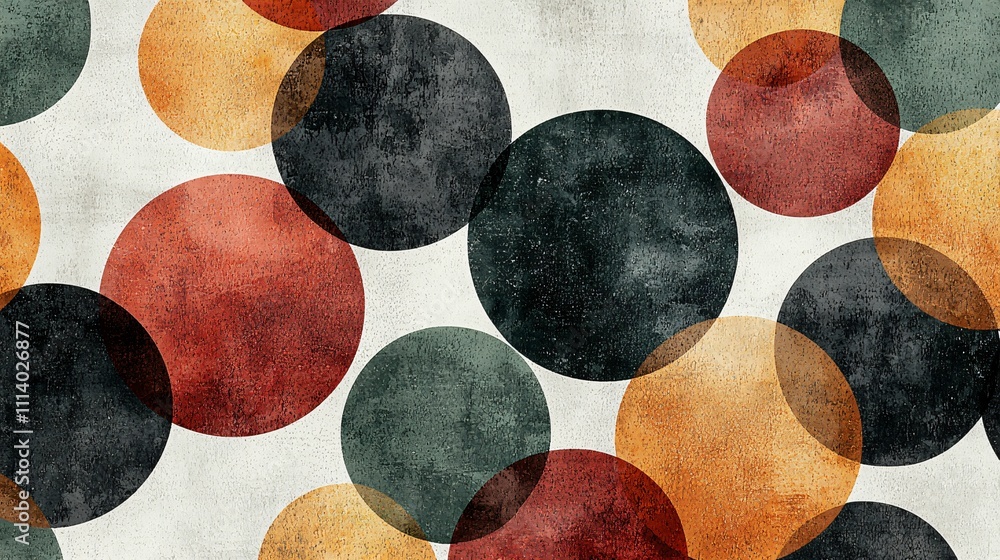 Poster bold polka dots pattern with oversized uneven circles in warm autumn colors