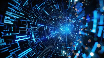 Fototapeta premium Dynamic blue light rays in motion abstract vector design for science and technology wallpaper 