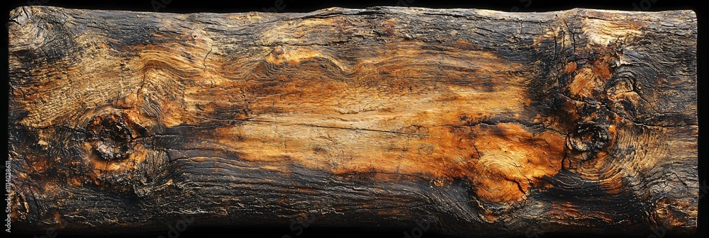 Poster close-up view of a split log showcasing intricate wood grain and texture details