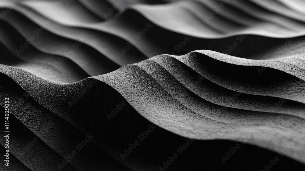 Poster abstract grayscale image of wavy textured surface.
