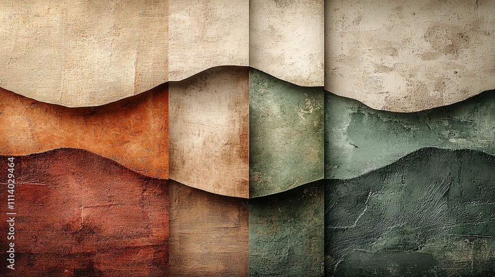 Aufkleber textured paper fabric layers in earthy tones create a harmonious abstract design