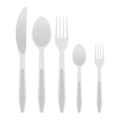 Silver Cutlery Set Vector Illustration