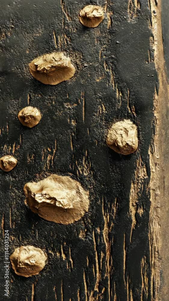 Poster unique textured surface featuring irregular gold and black patterns with a striking visual appeal