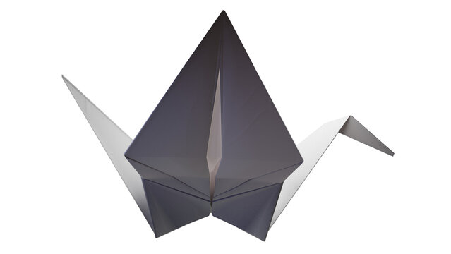 Origami Paper Crane. 3D render on a transparent background. High quality PNG with alpha channel.