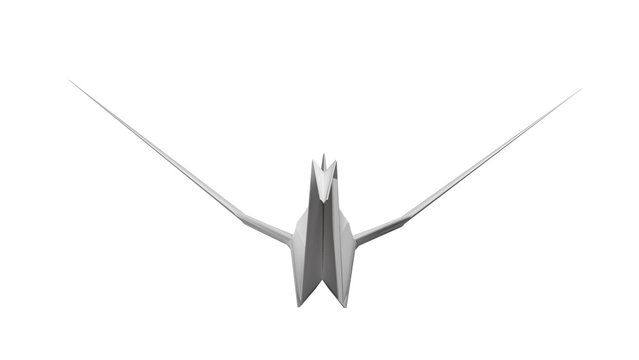 Origami Paper Crane. 3D render on a transparent background. High quality PNG with alpha channel.