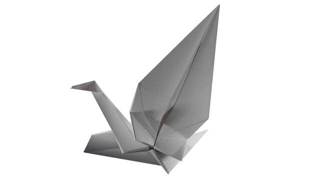Origami Paper Crane. 3D render on a transparent background. High quality PNG with alpha channel.
