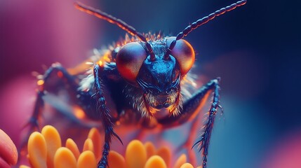 Fototapeta premium A Detailed Close Up Of A Colorful Insect On A Flower
