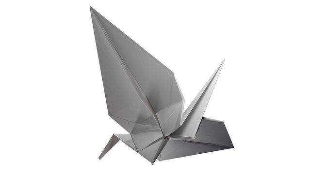 Origami Paper Crane. 3D render on a transparent background. High quality PNG with alpha channel.