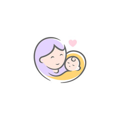 baby mascot logo sleeping love parent comfortably. Sweet dream illustrations. cute baby sleep