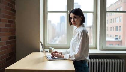 Fototapeta premium Caucasian woman working at studio