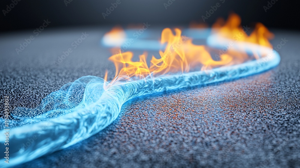 Poster fire and ice create a striking visual contrast on a textured surface