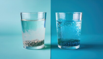 Two glasses of water showing different textures and effects.