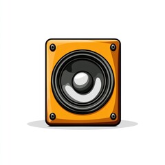 Fototapeta premium Orange square cartoon speaker.