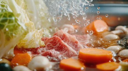Simmering Japanese Hotpot with Fresh Ingredients