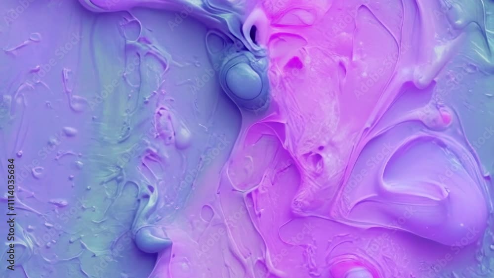Fototapete Flowing and softly undulating shapes in pink and purple tones that gradually transform in the digital animation