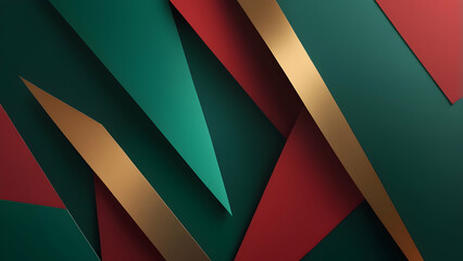 Obraz premium Minimalist Christmas green, red, gold, Geometric Background with Soft Gradients and Modern Aesthetic