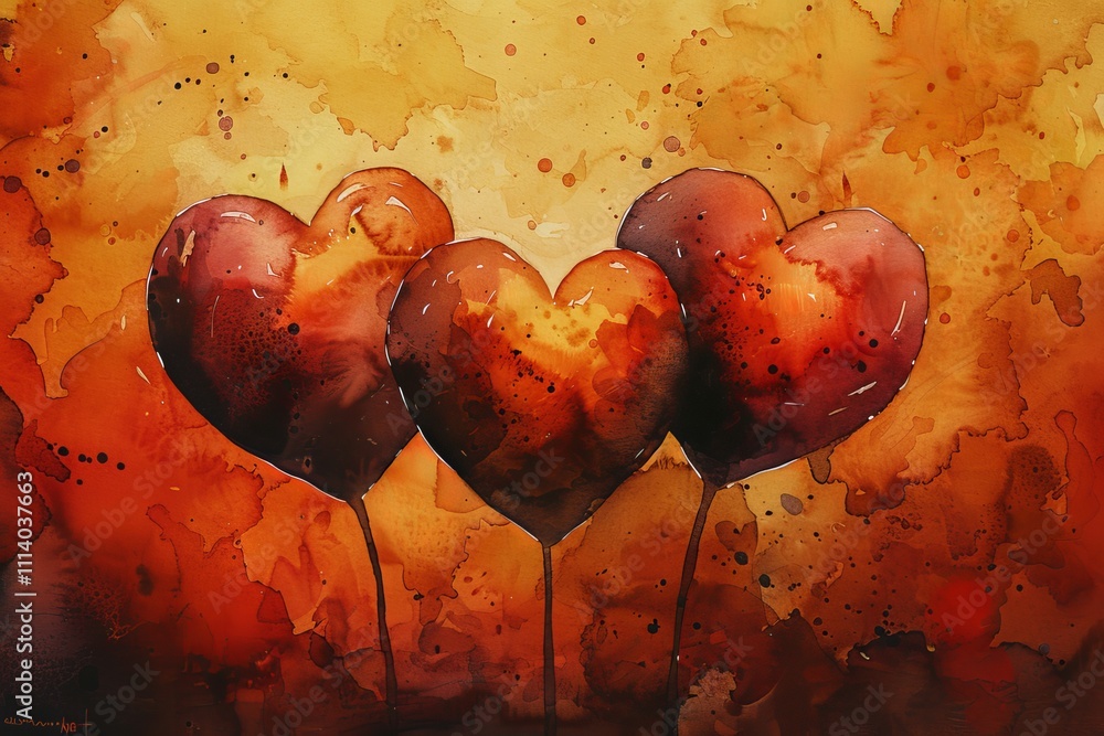 Poster vibrant background with 3d red hearts and ample copy space for text and design elements