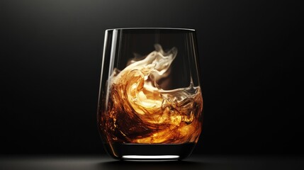 Iced Coffee with Cream Swirling in a Elegant Glass