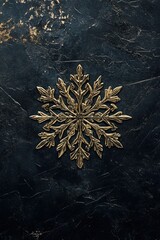 Luxurious golden snowflake on dark marble background for elegant holiday decor