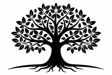 Obraz premium Minimalist Black Tree of Life Silhouette Vector Art