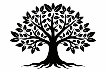 Obraz premium Minimalist Black Tree of Life Silhouette Vector Art
