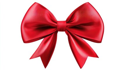 Fototapeta premium Christmas bow clipart, oversized ribbon style, classic red, isolated on white background