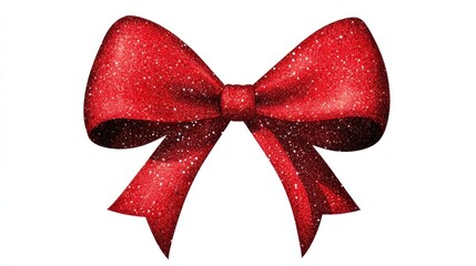 Christmas bow clipart, oversized ribbon style, classic red, isolated on white background