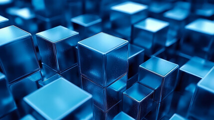 Abstract blue geometric cube business technology theme background
