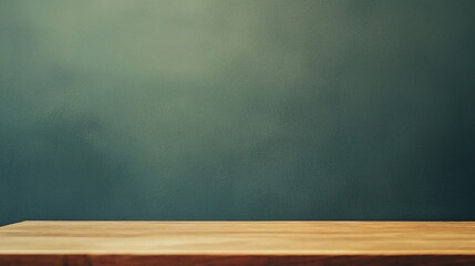 Generous copy space on a wooden table against a dark background ideal for creative projects