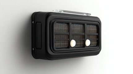 Fototapeta premium Sleek solar wall light casts a warm glow, blending modern style with sustainable living