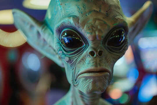 Image of extraterrestrial alien from outer space invading earth generative AI