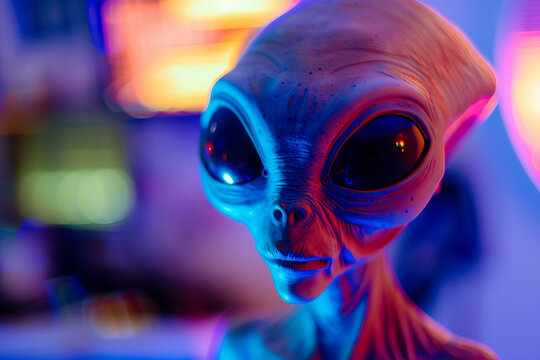 Image of extraterrestrial alien in glowing light generative AI