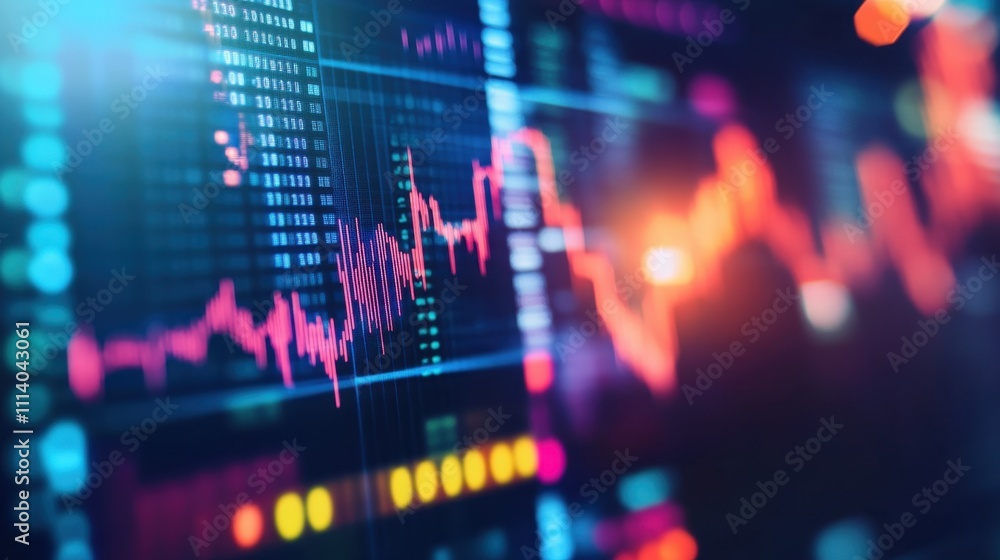 Aufkleber vibrant stock market data display with colorful charts and graphs