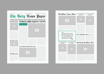 Newspaper layout template and the daily news layout design, newsletter template or vintage newspaper design template