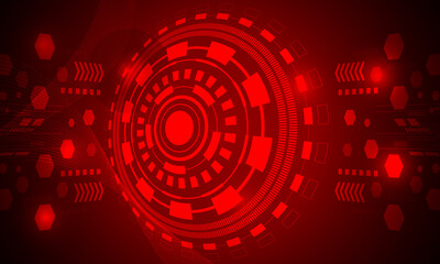 Fototapeta premium red circles lines circuit high technology networking electronic abstract background