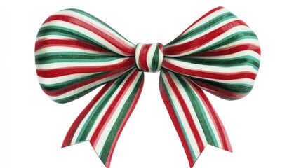 Christmas bow clipart, striped pattern, candy cane colors, isolated on white background