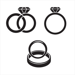 set of black different style vector ring silhouette