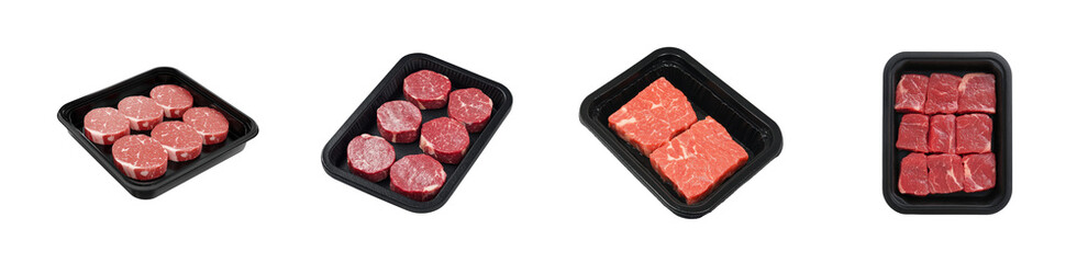 Fresh Cuts of Raw Beef in Packaging Ready for Kitchen Use