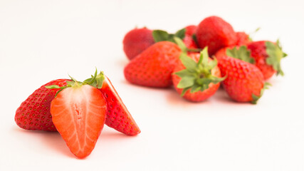 Fresh appetizing strawberries on a white background