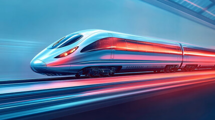 Fototapeta premium Light rail, high-speed rail, high-speed train, fast passing through the platform background