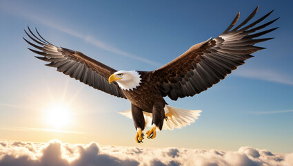 Obraz premium American bald eagle in flight.