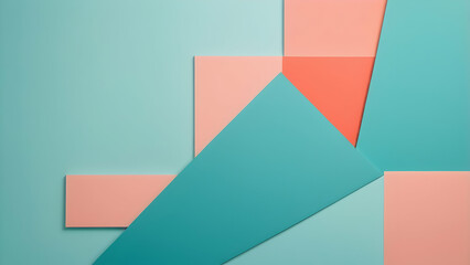 Minimalist Turquoise, Coral Geometric Background with Soft Gradients and Modern Aesthetic