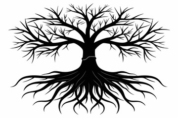 Minimalist Nature Roots Silhouette Black Vector Art