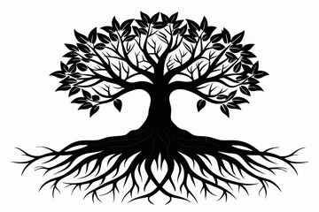 Minimalist Nature Roots Silhouette Black Vector Art