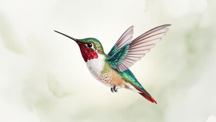 Naklejka premium Watercolor hummingbird isolated.