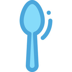 Vector illustration of a simple blue spoon designed in a modern flat style for kitchen and dining applications