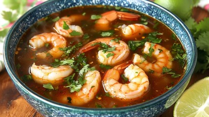 Delicious Shrimp Soup with Fresh Herbs and Citrus Flavors