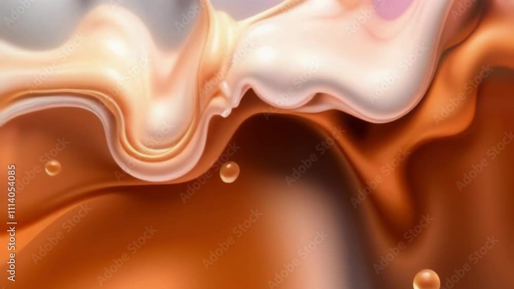 Poster Dynamic abstract animation with flowing milk and coffee shapes. Modern background