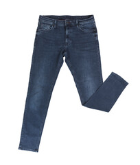 Blue jeans trouser isolated on the white background.