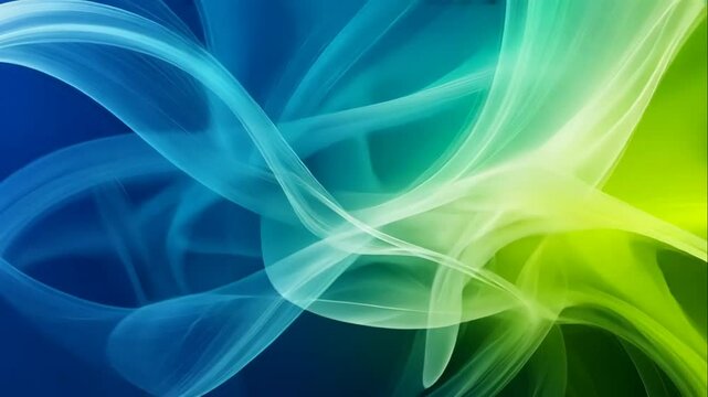Abstract blue and green flowing wave design.